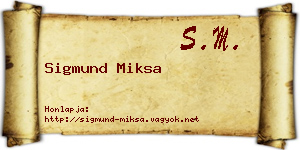 Sigmund Miksa névjegykártya